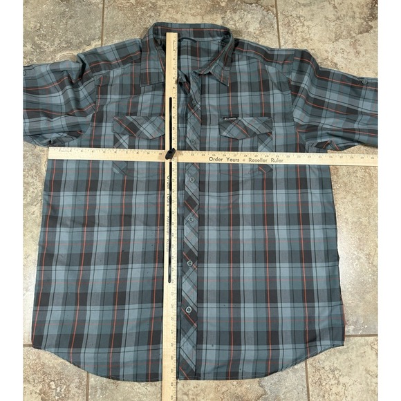 Columbia Men's Size XL Shirt Omni Wick Advanced Evaporation Plaid Blue Vent Flaw - Picture 9 of 13